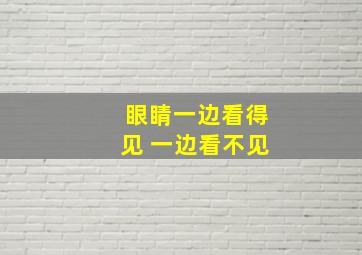 眼睛一边看得见 一边看不见